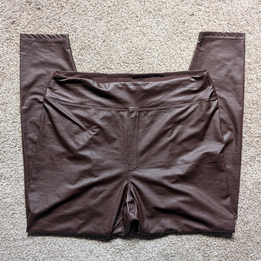 Aerie XXL Faux Leather Legging Brown Real Luxe Minimal Classic Soft Stretch